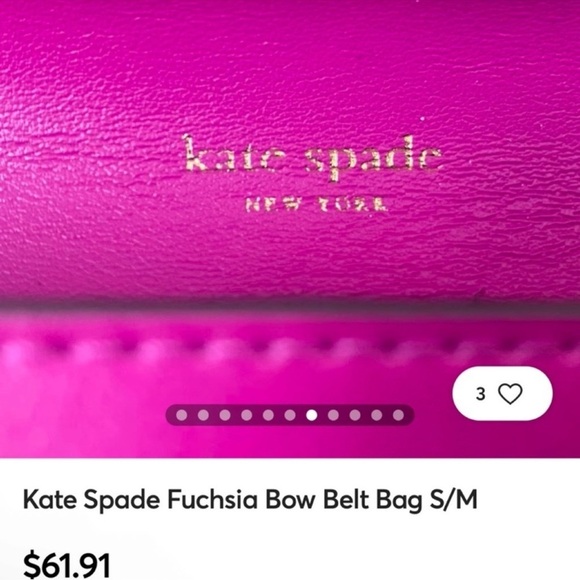 KATE SPADE BERRY PINK BELT BOW BAG! Adjustable up to 40”L! NWT - Picture 3 of 7